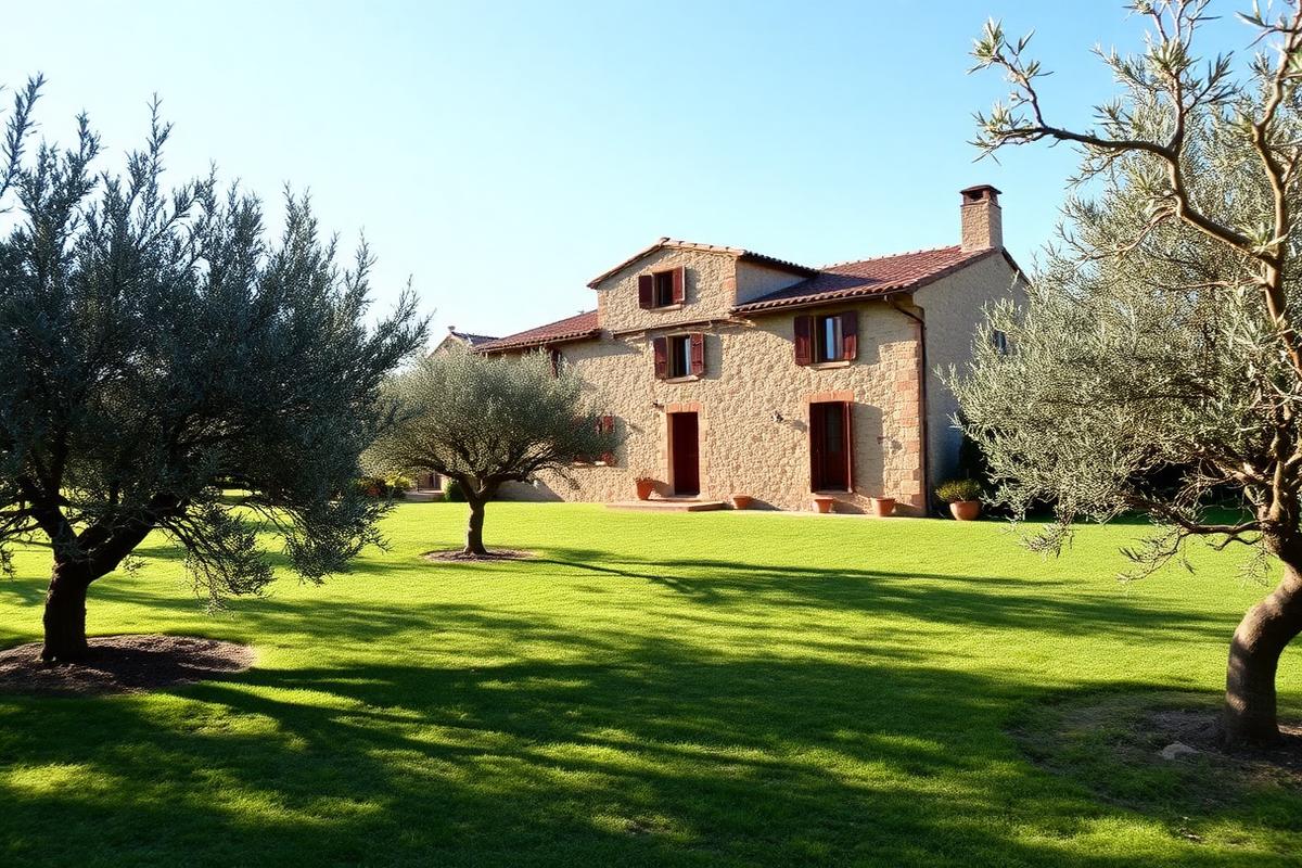Casale in pietra con oliveto